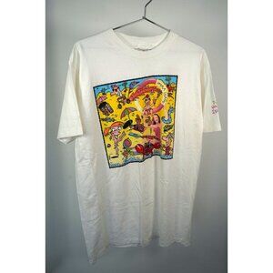 VTG National Mills 7up Uncola Island Abstract Graphic Tee Shirt L Single Stitch